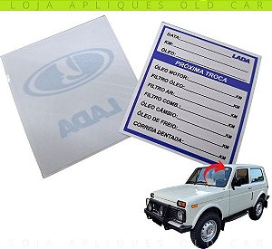 ADESIVO TROCA DE ÓLEO E LUBRIFICANTES LADA / SELO DO PARA-BRISA CONTROLE DE TROCAS FILTRO ÓLEO E LUBRIFICANTES
