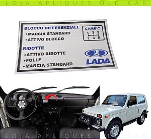 ADESIVO RELAÇÃO DAS MARCHAS LADA NIVA /  INFORMAÇÕES DA REDUZIDA E BLOQUEIO DO DIFERENCIAL / COLAGEM PAINEL OU CONSOLE