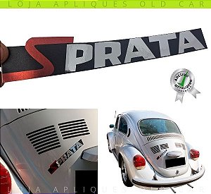 ADESIVO FUSCA SÉRIE PRATA / ADESIVO EMBLEMA TAMPA DO MOTOR / METALIZADO CROMADO COM IMPRESSÃO UV