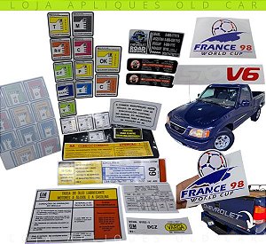 KIT ADESIVOS S10 CHAMP, V6 /  SELOS COFRE MOTOR, VIDROS, PARA-BRISA E TAMPA DA CAÇAMBA