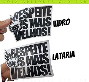 ADESIVO TURBO RESPEITE OS MAIS VELHOS / DECORATIVO PARA CARROS ANTIGOS TURBO  / COLAGEM VIDRO OU LATARIA / 13X9,5CM