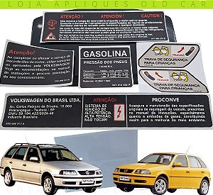 KIT ADESIVOS GOL E PARATI G3 TURBO / KIT SELOS INFORMATIVOS PARA RESTAURAÇÃO