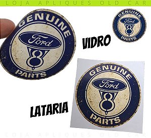 ADESIVO FORD GENUINE PARTS / DECORATIVO DE ÉPOCA ARTE ENVELHECIDA / COLAGEM VIDRO OU LATARIA / 7CM