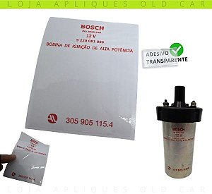 ADESIVO BOBINA BOSCH 086 12V. AUTOLATINA / COMPATÍVEL LINHA AUTOLATINA FUSCA ITAMAR, PAMPA, ESCORT, GOL, KOMBI, SANTANA / VINIL TRANSPARENTE