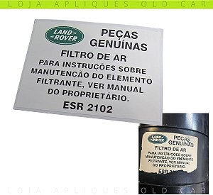 ADESIVO FILTRO DE AR LAND ROVER / SELO INFORMATIVO INSTRUÇÕES SOBRE MANUTENÇÃO / DEFENDER 90, 110, 130