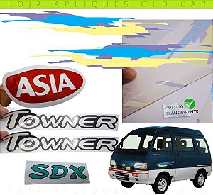KIT ADESIVOS EMBLEMAS TOWNER / ADESIVOS FAIXAS DAS PORTAS, PARA-LAMAS E TAMPA PORTA MALAS / KIT COM 6 ADESIVOS