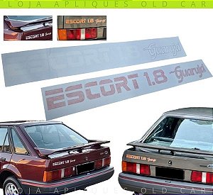 ADESIVO ESCORT 1.8 GUARUJÁ / EMBLEMA DO PORTA MALAS / ESCRITA NO PADRÃO / LARANJA OU BRANCO