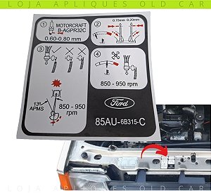 ADESIVO INSTRUÇÕES DE REGULAGEM MOTOR ESCORT CHT / COLAGEM MINI-FRENTE LATARIA PAINEL FRONTAL