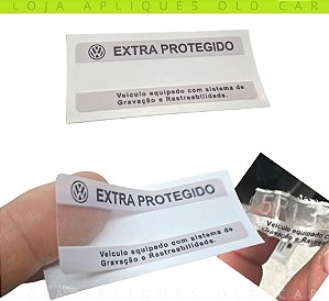 ADESIVO SELO EXTRA PROTEGIDO VACINA ANTI-FURTO / CARROS VOLKSWAGEN / VINIL TRANSPARENTE DEMARCAÇÃO LATARIA
