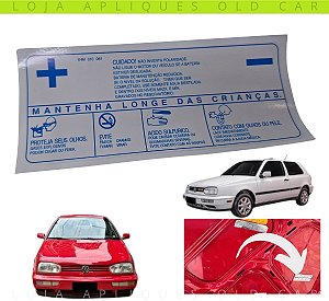 ADESIVO MANTENHA LONGE DAS CRIANÇAS BATERIA GOLF MK3 / SELO INFORMATIVO SEGURANÇA DA BATERIA / COLAGEM CAPO