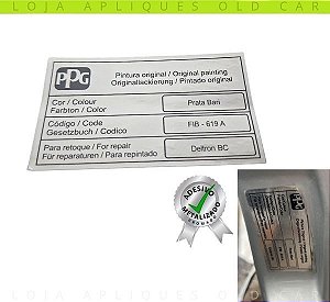 ADESIVO PRATA BARI PPG / COR PINTURA LINHA FIAT / SELO DA LATARIA