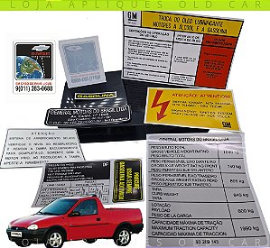 ADESIVOS PICK-UP CORSA 96 a 99 / KIT SELOS INFORMATIVOS / COFRE, FRENTE, VÃO DE PORTA, PORTINHOLA TANQUE E VIDRO VIGIA