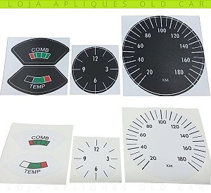 KIT COMPLETO ADESIVOS PAINEL DE INTRUMENTOS OPALA, CARAVAN ATÉ 1980 / KIT DE APLIQUES PARA RESTAURAÇÃO