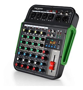 Mesa De Som Mixer SKMG6BT 4 Canais Interface De Áudio Usb/BT
