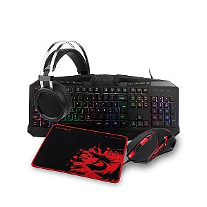 Kit Gamer Redragon Teclado, Mouse, Headset e Mousepad - S112