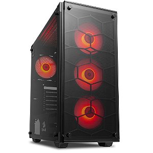 Gabinete Gamer Redragon Wheel Jack, C/ 3 Cooler Red - GC-606BK-R