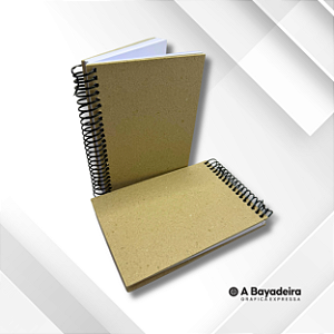 BLOCO/CADERNO COM CAPA DE PAPELÃO CINZA