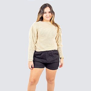 Blusa Feminina Manga Longa De Tricot Acrílico