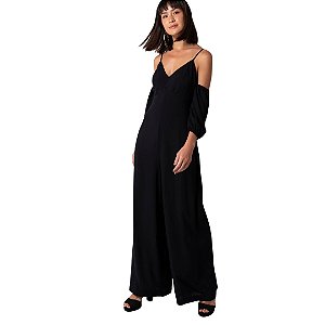 Macacão Feminino Longo Com Mangas Bufantes