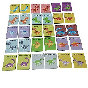 Jogo da Memória em MDF Colorido com 30 peças - Dinossauros