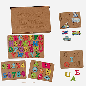 Kit Jogos Educativos de Encaixe 5 Peças + Caixa Promoção