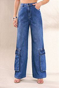 CALÇA FEMININA CARGO YEXX AZUL JEANS