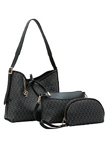 KIT BOLSA FEMININA CHENSON SINTÉTICO PU - 3485430 - COR PRETA