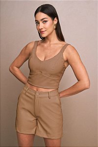 SHORTS FEMININO CINTURA ALTA YEXX EM TECIDO SINTÉTICO PÓLIURETANO