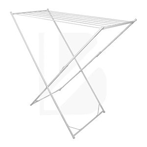 Varal De Chão Para Lençol Dobrável C/ 08 Varetas -Em Alumínio Branco - Varaltop