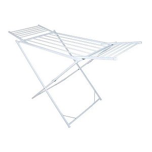 Varal de Chão Com Abas 15 Varetas - Em Alumínio Branco - Varaltop