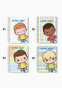 Caderno de desenho A5 menininho - 100 folhas brancas - Personalizado