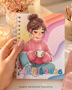 Agenda Premium 2026 2 Dias por página com Acabamento Artesanal - Personalizado