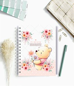 Caderno A5 Love Pooh -  100 folhas pautadas - Personalizado