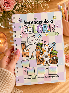 Livro Aprendendo a Colorir Premium com acabamento artesanal - Personalizado