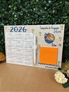 Calendário A4 com Postit e caneta - Personalizado