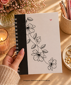 Caderno Premium A5 Quadriculado 100 folhas com acabamento artesanal - Personalizado