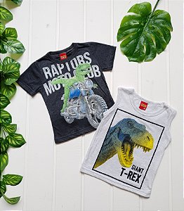 Camiseta Infantil Masculina - Combo 2 peças Dinossauro