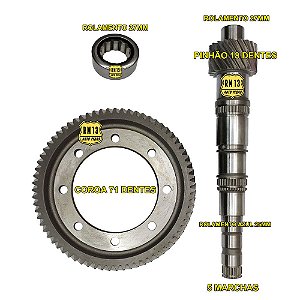 Kit Coroa Pinhão Rolamento GM F17 Após 05 71x18 3,94 Genuino