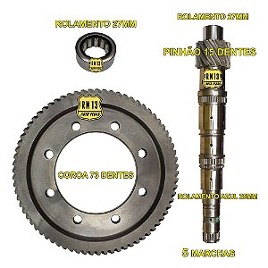 Kit Coroa Pinhão Rolamento GM F17 73x15x27 5 Marchas Genuino