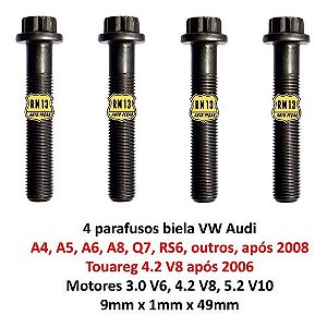 4 Parafusos Biela Touareg Audi 3.0 V6 4.2 V8 5.2 V10 9mm