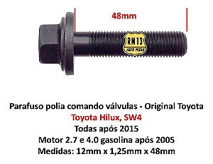 Parafuso Polia Comando Válvulas Hilux 2.7 4.0 05... Original