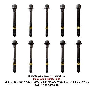 10 Parafusos Cabeçote Fire 1.0 1.3 1.4 16v Palio Doblo Punto