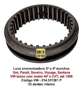 Luva Sincronizadora 3ª 4ª Gol Santana Parati Voyage Até 98