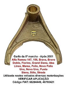 Garfo 5ª Marcha Palio Uno Doblo Idea Punto Stilo Strada Siena Bravo Linea Após 2001 Fire Etorq Fgp