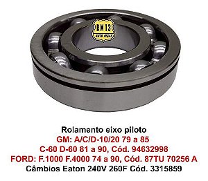 Rolamento Eixo Piloto D10 D20 D40 F1000 F4000 Eaton 3315859