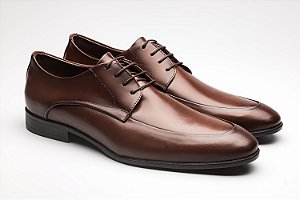 Sapato Derby Cap Toe Couro Café