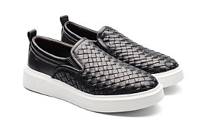 Sneaker Slip On Couro Trisset Preto