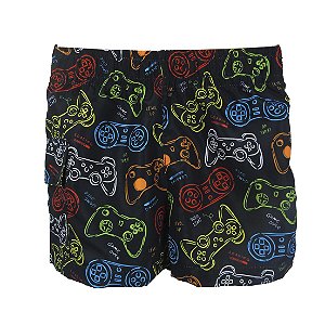 Short com Fralda Embutida Reutilizável Game Preto