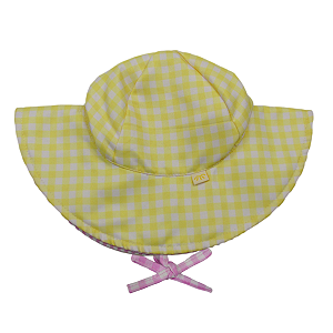 Chapéu Dupla Face Vichy Amarelo l Vichy Rosa FPU 50+