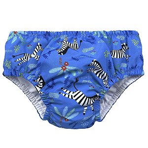 Fralda de Banho & Piscina Reutilizável Zebra Azul